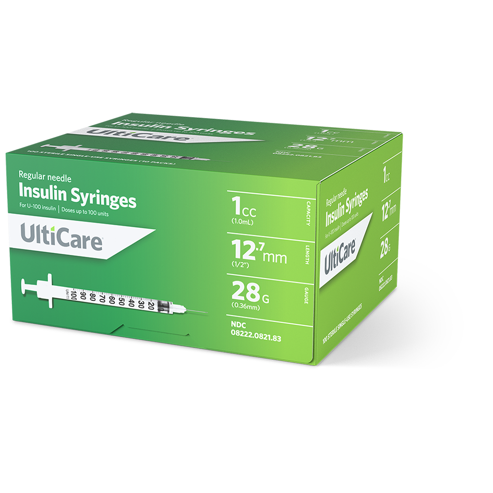 Syringe 1cc UltiCare U-100 Insulin with Fixed Ne .. .  .  